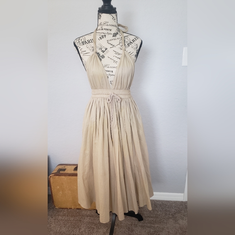 Halter dress, soft beige